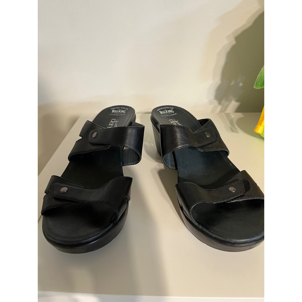 Dansko The Walking Company Black Leather Wedge Sandals Slides Women 39 97220202